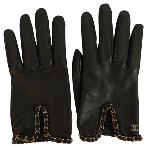 chanel gloves black|used leather Chanel gloves.